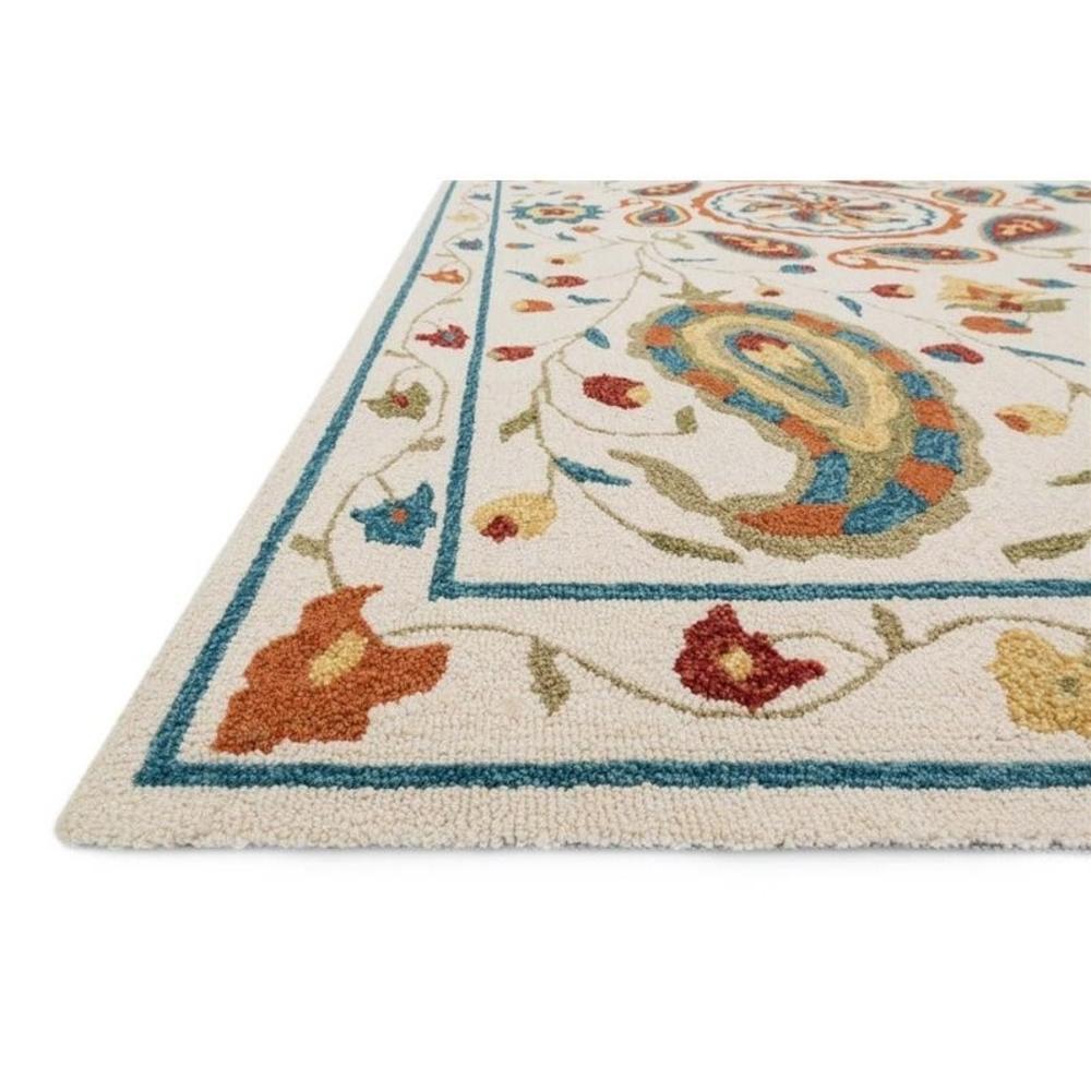 Loloi Rugs Loloi Francesca 5' x 7'6" Hand Hooked Rug in Ivory and Blue