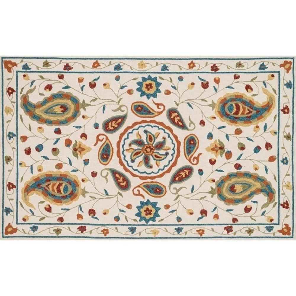 Loloi Rugs Loloi Francesca 5' x 7'6" Hand Hooked Rug in Ivory and Blue