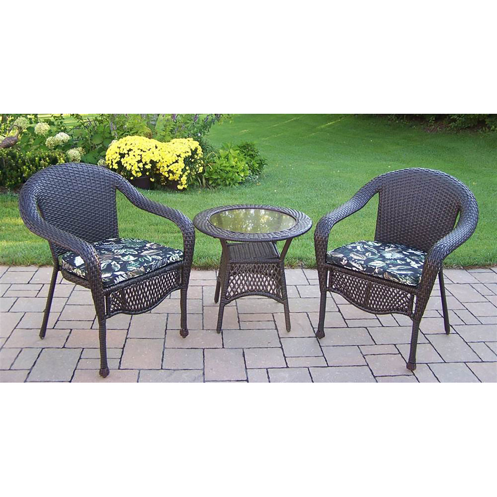 Oakland Living Elite 3pc. Resin Wicker Outdoor Seating Set - Coffee