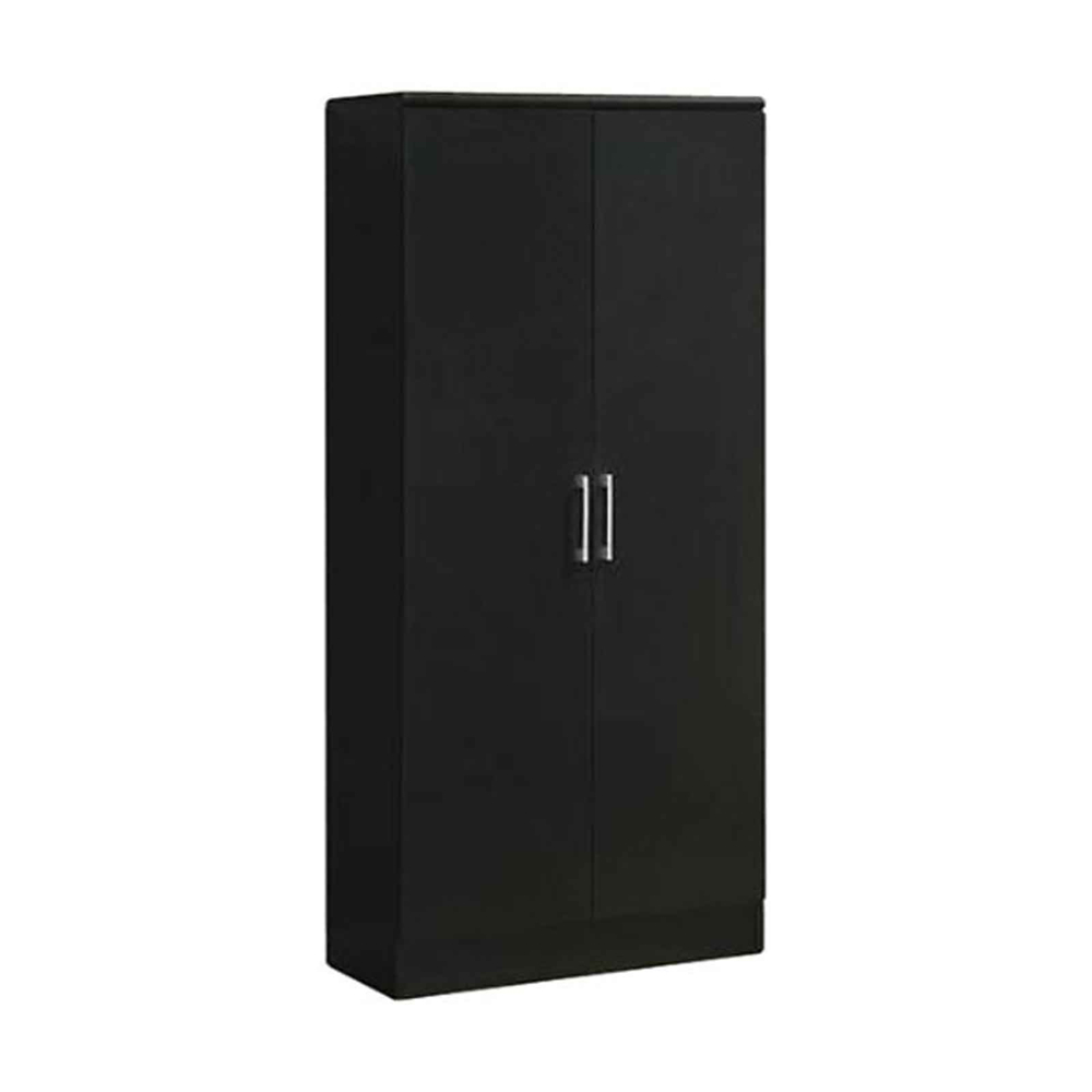 Hodedah Compressed Wood 2-Door Wardrobe with 4 Shelves - Black