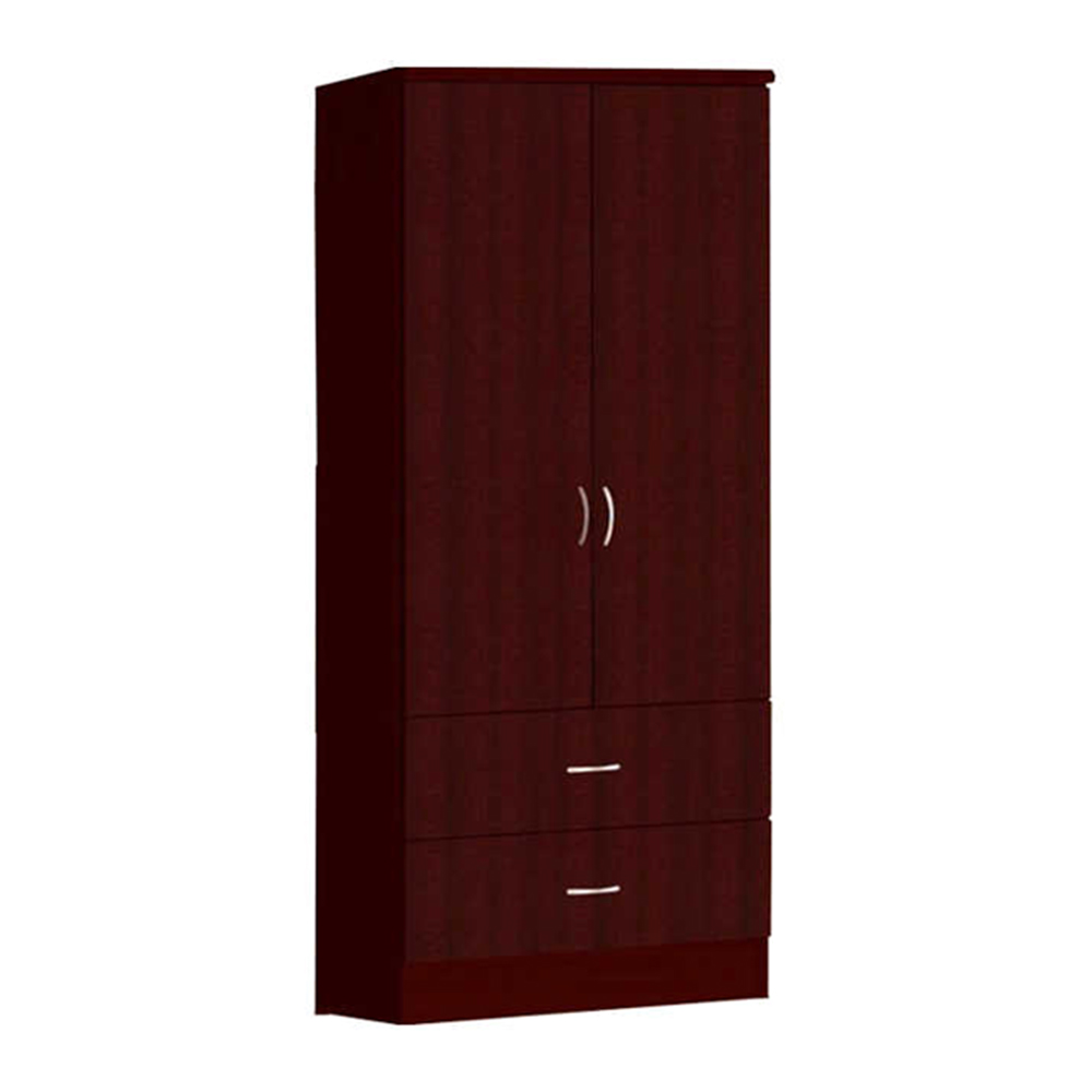 Hodedah Hi29 2Door Compressed Wood Wardrobe with Mirror Mahogany