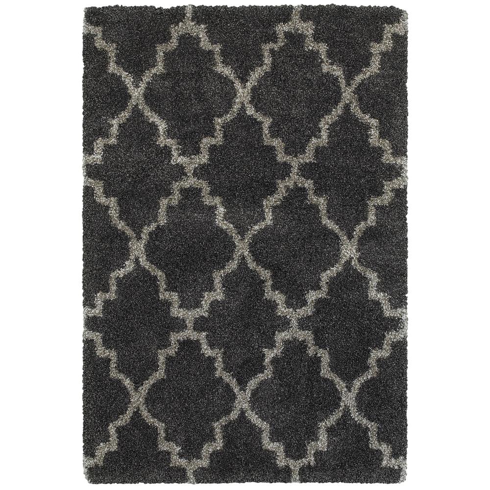 Style Haven  Quatrafoil Lattice Charcoal/Grey Shag Rug (7'10 x 10'10)