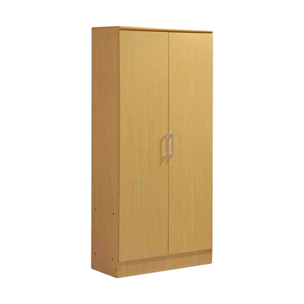 Hodedah HID8600 Compressed Wood 2-Door Wardrobe with Mirror - Beech