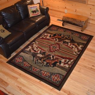 Rug Empire Rustic Lodge Running Horse Cabin Black Red Area Rug 7