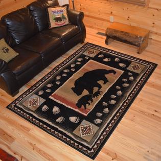 Rug Empire Rustic Lodge Bear Take The Lead Cabin Black Area Rug 5