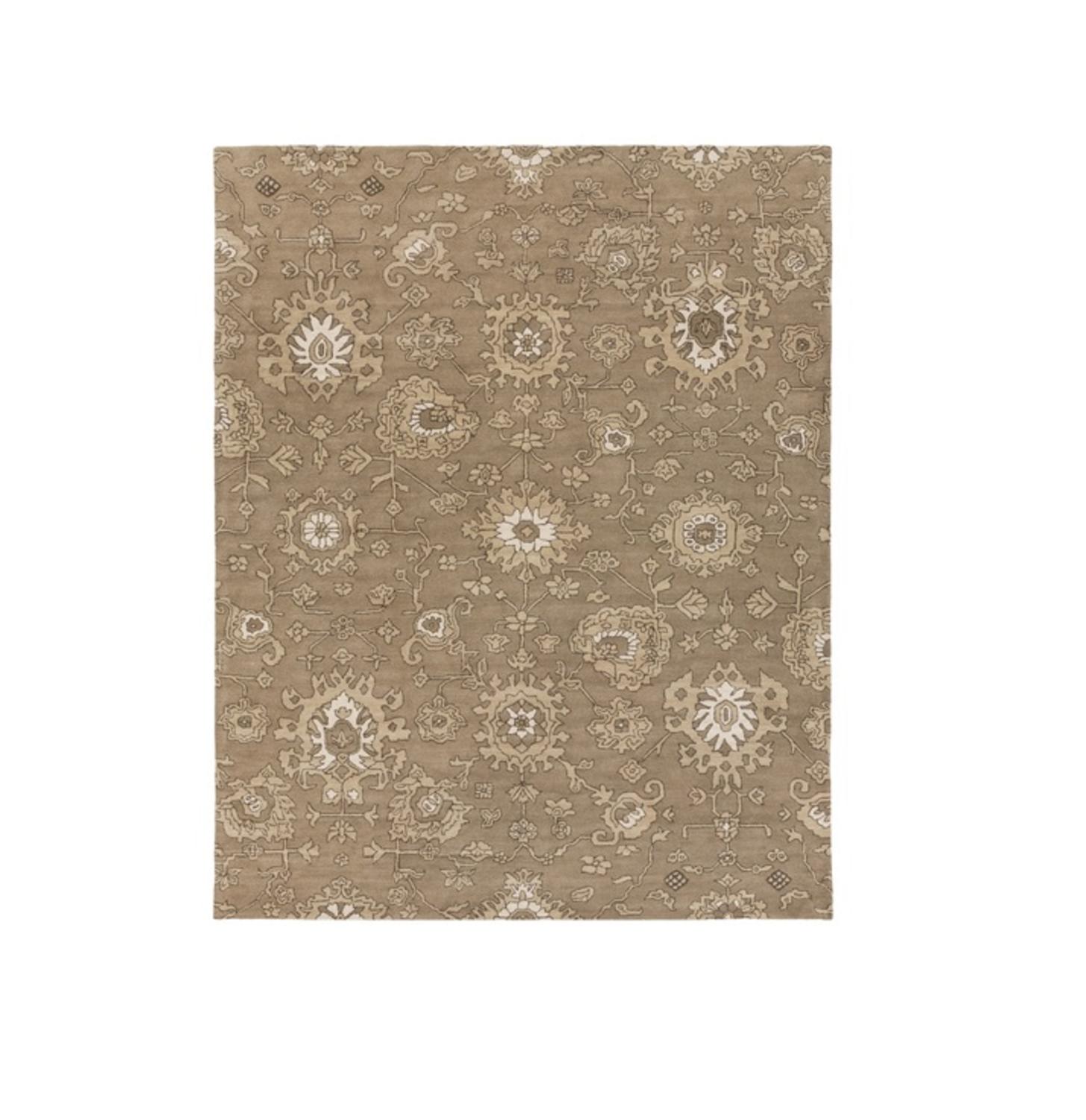 Diva At Home 8' x 10' Floral Constellations Taupe Gray and Light Beige Hand Tufted Wool Area Throw Rug