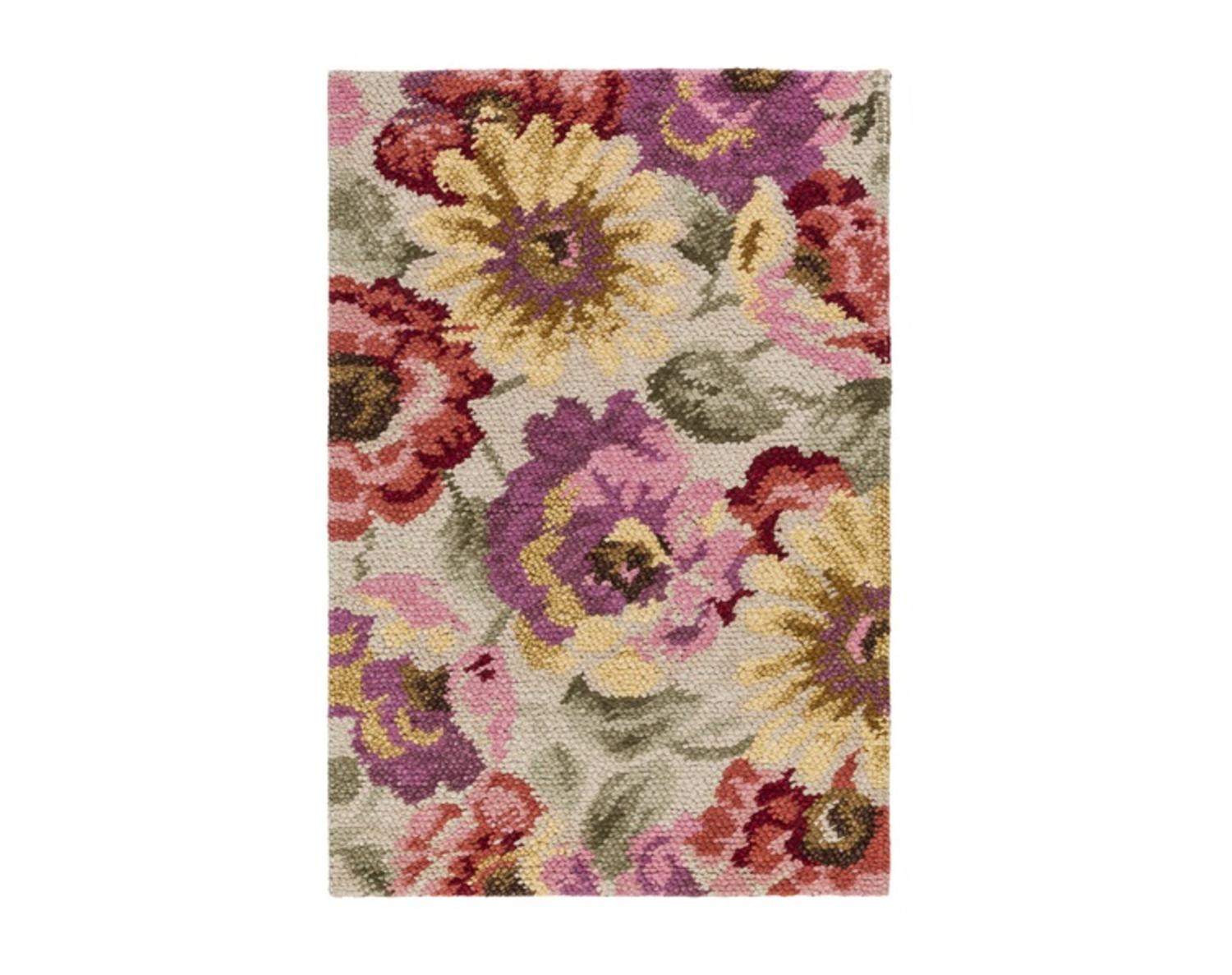 Diva At Home 4' x 6'  Flowers Galore Faded Rose, Pink and Golden Bronze Area Throw Rug