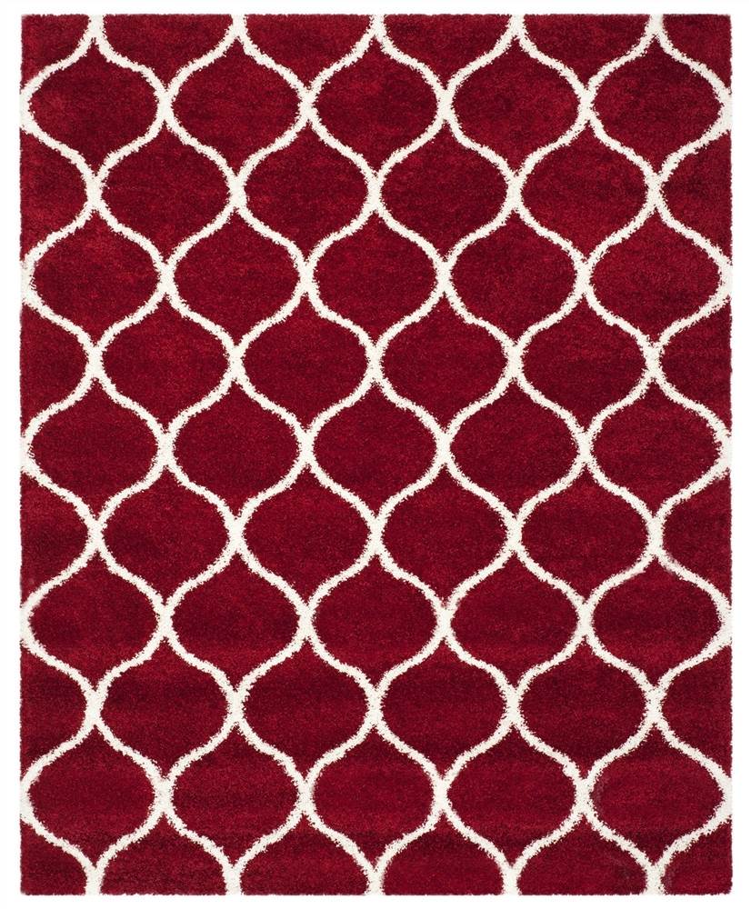 Safavieh Power Loomed Shag Area Rug in Red and Ivory (12 ft. L x 9 ft. W)