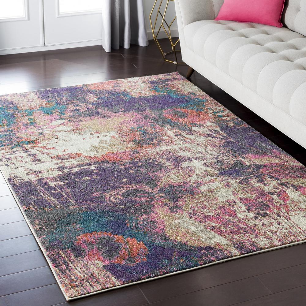 Surya Carpet, Inc.  Luxurious Luxe Modern Watercolor Purple/Pink Rug-(7'10" x 10'3")