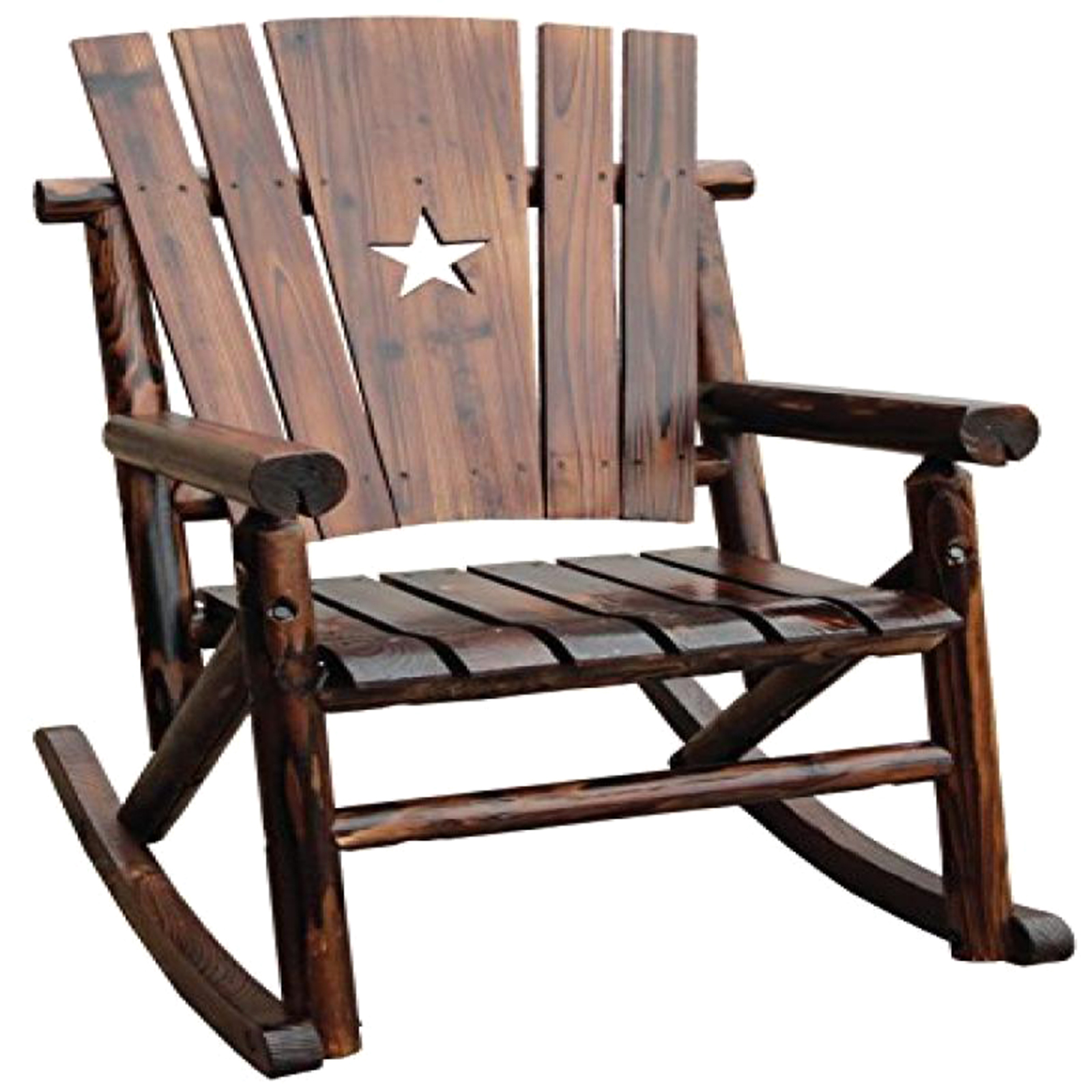 Leigh Country 44.5"H Char-Log Single Rocker with Star Motif - Varnished Finish