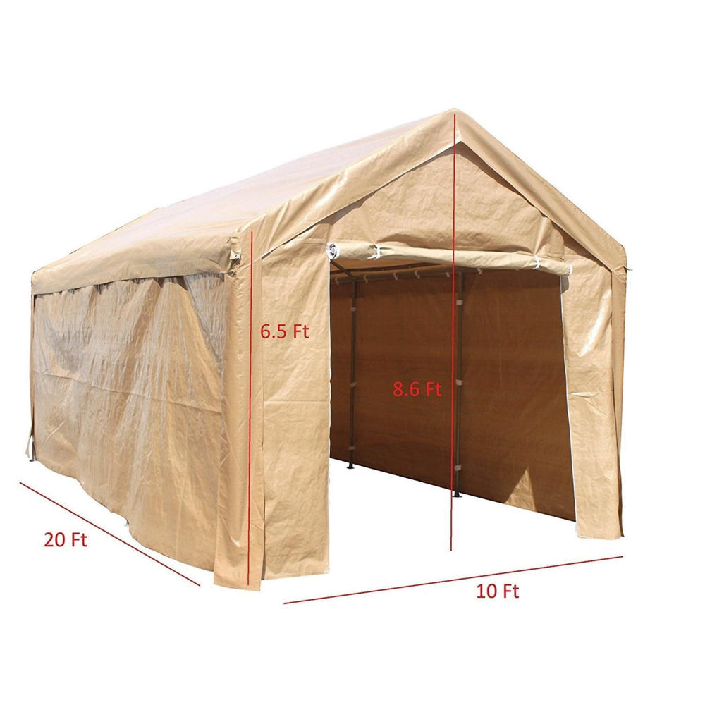 ALEKO 10' x 20' Heavy-Duty Outdoor Canopy Carport Tent with Sidewalls - Beige