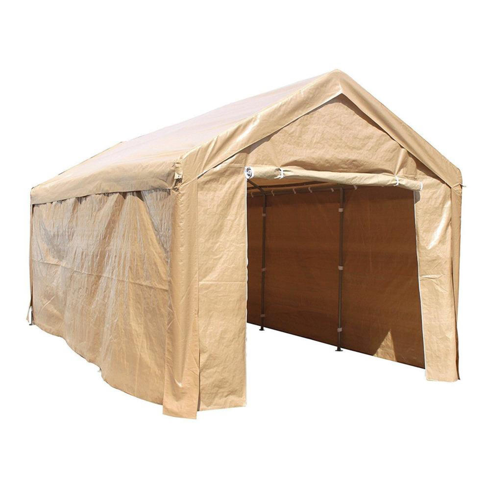 ALEKO 10' x 20' Heavy-Duty Outdoor Canopy Carport Tent with Sidewalls - Beige
