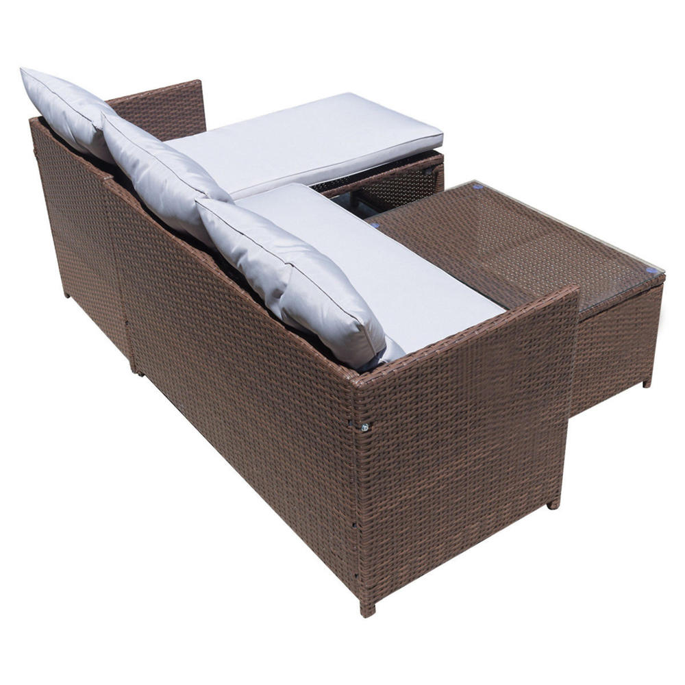 Costway 3pc. Rattan Wicker Outdoor Patio Sofa Set with Cushions White