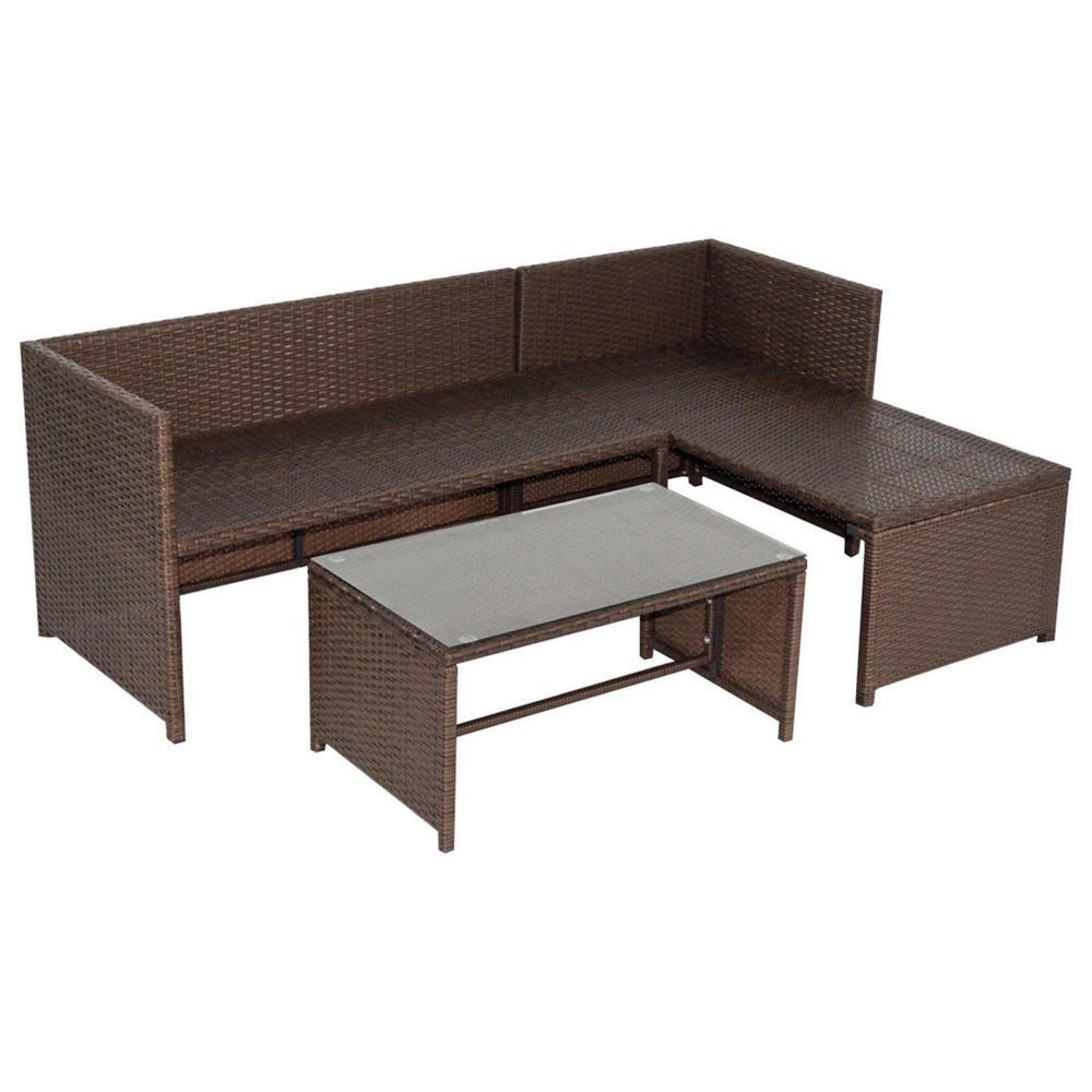 Costway 3pc. Rattan Wicker Outdoor Patio Sofa Set with Cushions White