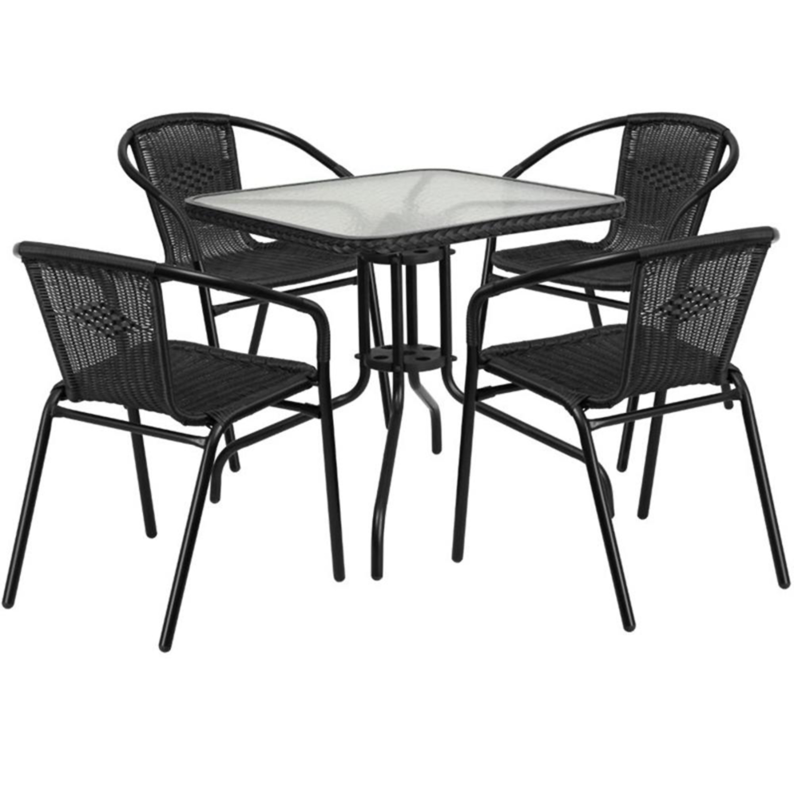 Flash Furniture 5pc. Square Patio Dining Set - Black