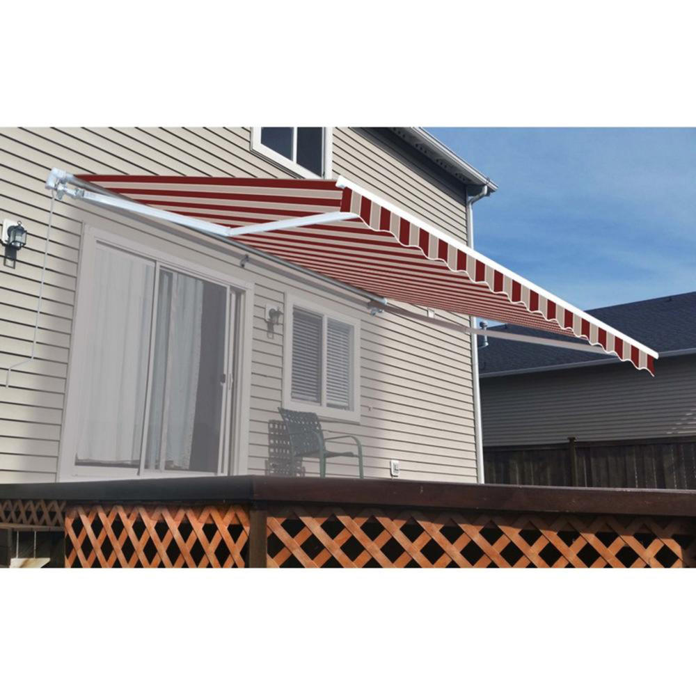 ALEKO 10' x 8' Retractable Patio Awning  - Red and White