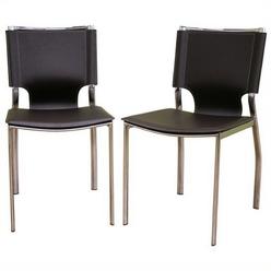 Wholesale Interiors Baxton Studio Dark Brown Leather Dining Chair With Chrome Frame
