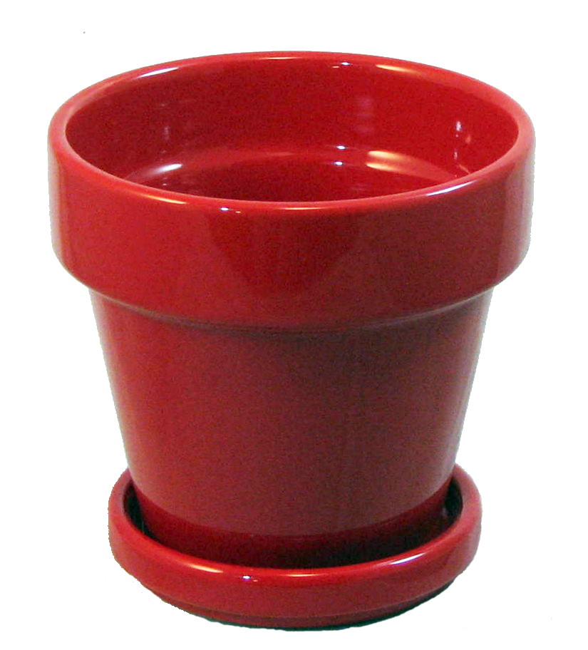Border Concepts  18370 Farm House Standard Pot with Attached Saucer, 7.5-Inch, Paprika