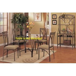 Poundex Side Chair in Brown Baige by  (Set of 4)