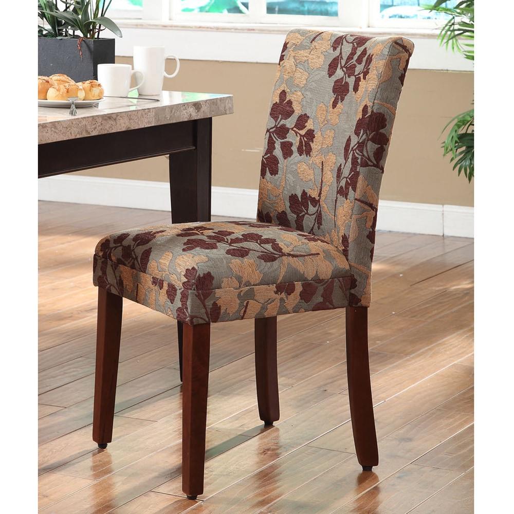 Kinfine USA Inc. HomePop Kinfine Classic Upholstered Parsons Chair - Upholstery: Brown / Tan Leaf