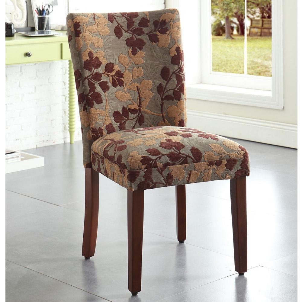 Kinfine USA Inc. HomePop Kinfine Classic Upholstered Parsons Chair - Upholstery: Brown / Tan Leaf