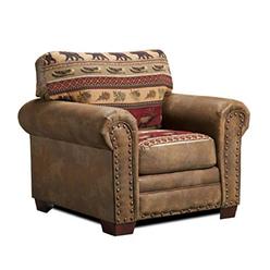 American Furniture Classics OS Home Office Furniture Club Chair, Brown with Sierra Lodge Tapestry