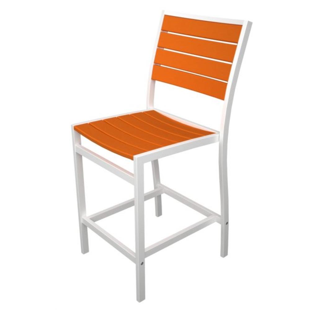 Eco-Friendly Furnishings 41" Earth-Friendly Recycled Patio Counter Chair - Orange with White Frame