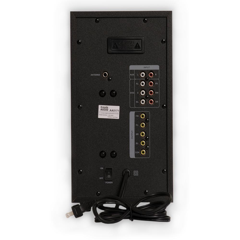 acoustic audio aa5170 home theater 5.1 bluetooth speaker system 700w with powered sub