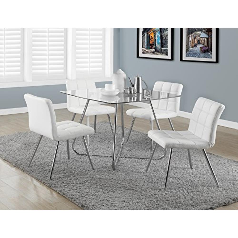Monarch Specialties Monarch Dining Chair in White and Chrome (Set of 2)