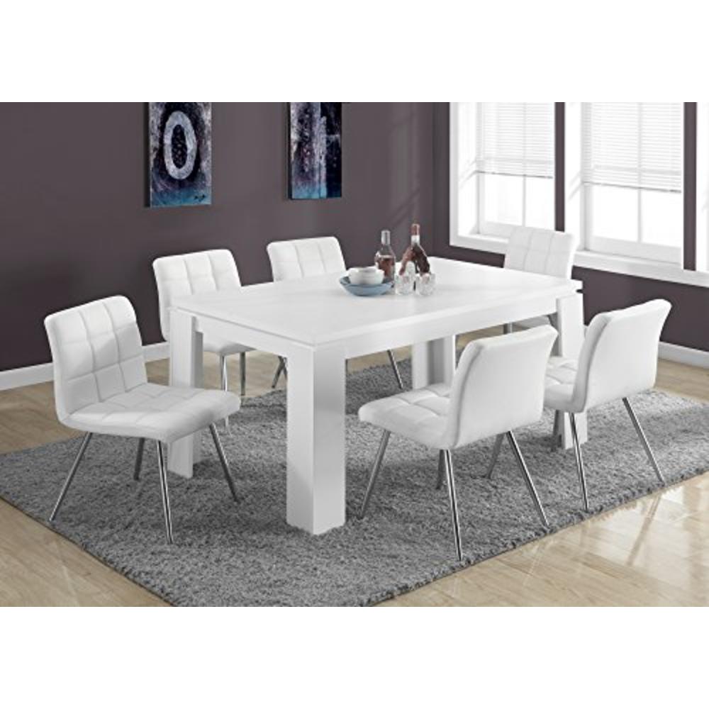 Monarch Specialties Monarch Dining Chair in White and Chrome (Set of 2)