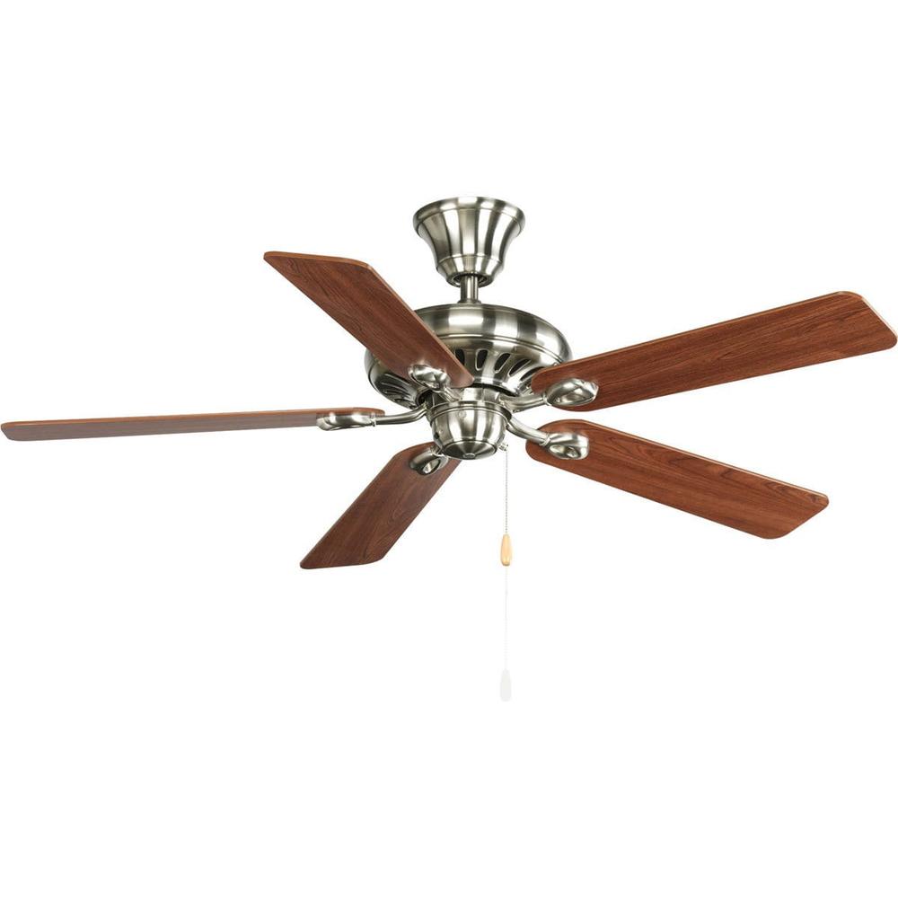 Progress Lighting PROP252109CH  P2521-09 Brushed Nickel Signature 52" 5 Blade Ceiling Fan - Blades Included