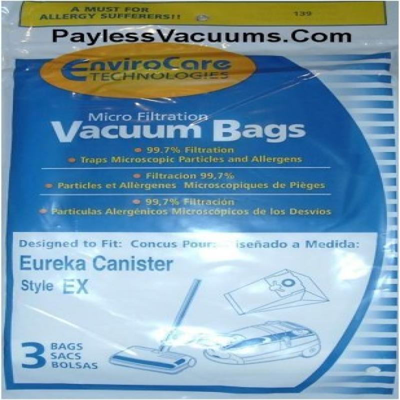 Envirocare 60284A Eureka EX Micro-Filtration Canister Vacuum Cleaner Bags to Fit Eureka 60284, 3pk.