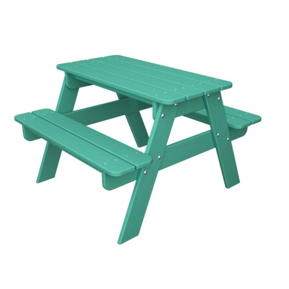 Eco Friendly Furnishings Recycled Earth-Friendly Outdoor Patio Kid's Picnic Table - Aqua Blue