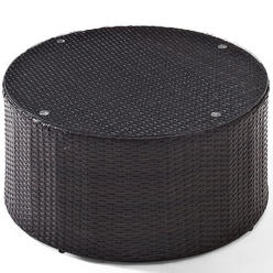 Crosley Furniture Crosley CO7121-BR Catalina Outdoor Wicker Round Glass Top Coffee Table, Brown