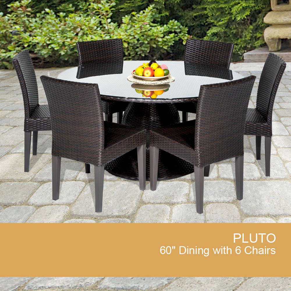 TK Classics  Pluto 60" Outdoor Patio Dining Table With 6 Chairs