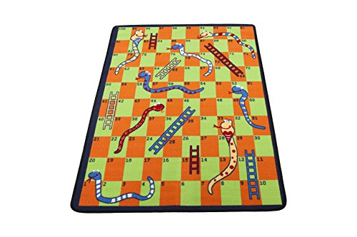 Learning Carpets  LC 165 Play Carpets Snakes \x26amp\x3b Ladders Kids Rug, Red; LC165