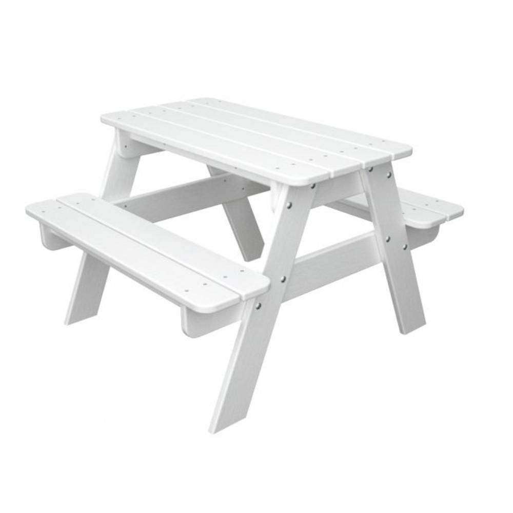 Eco-Friendly Furnishings Recycled Earth-Friendly Outdoor Patio Kid's Picnic Table - White