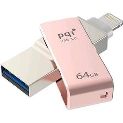 PQI 6I04-064GR3001 iConnect Mini Apple Mfi 64 GB Mobile Flash Drive with Lightning Connector for iPhones, iPads, Mac & PC USB 3.0 -