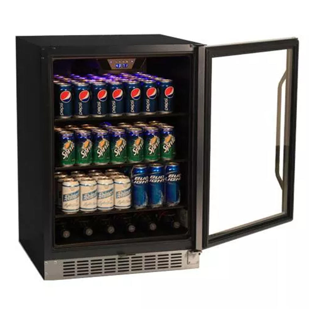 EdgeStar CBR1501SG   148 Can Stainless Steel Beverage Cooler - Black and Stainless Steel