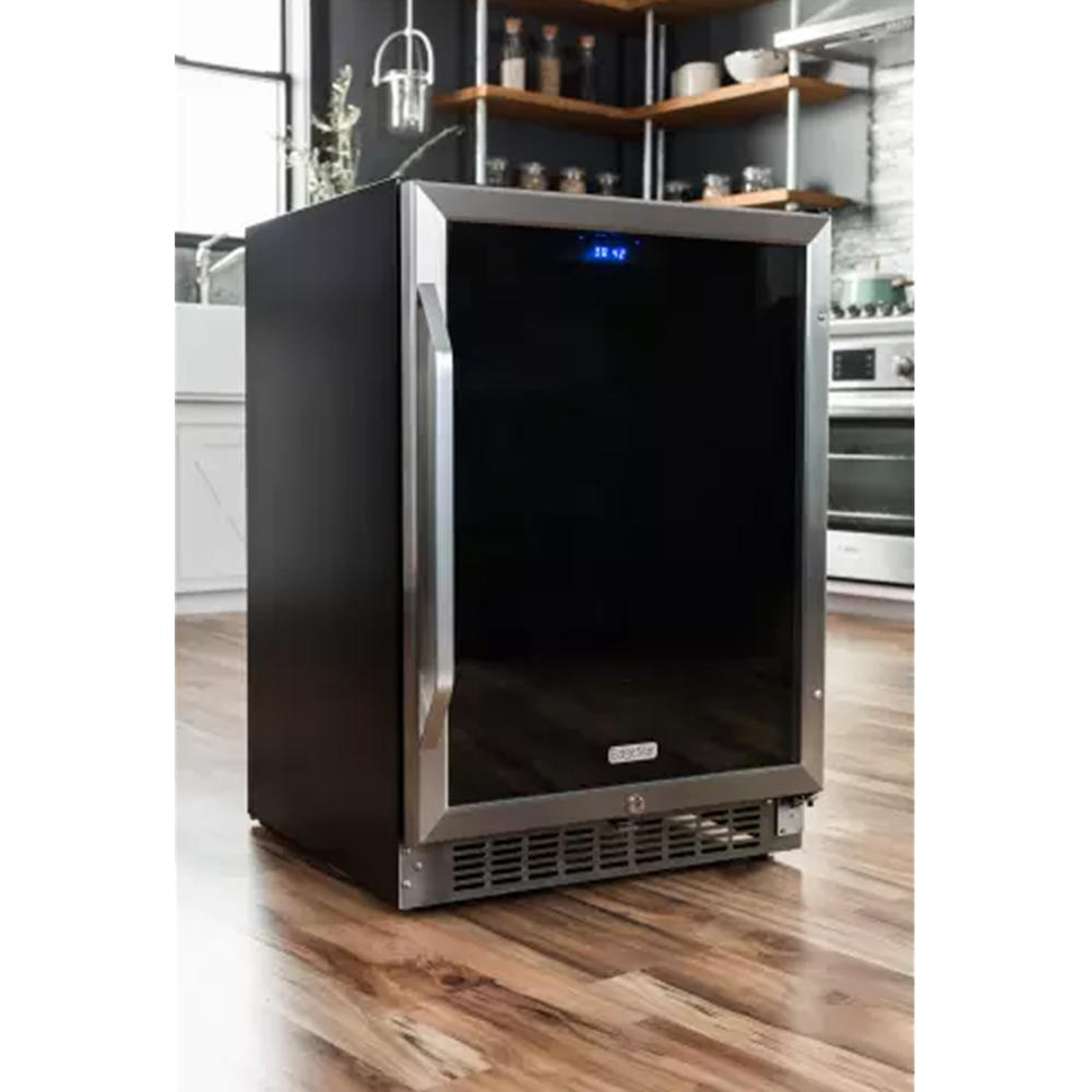 EdgeStar CBR1501SG   148 Can Stainless Steel Beverage Cooler - Black and Stainless Steel
