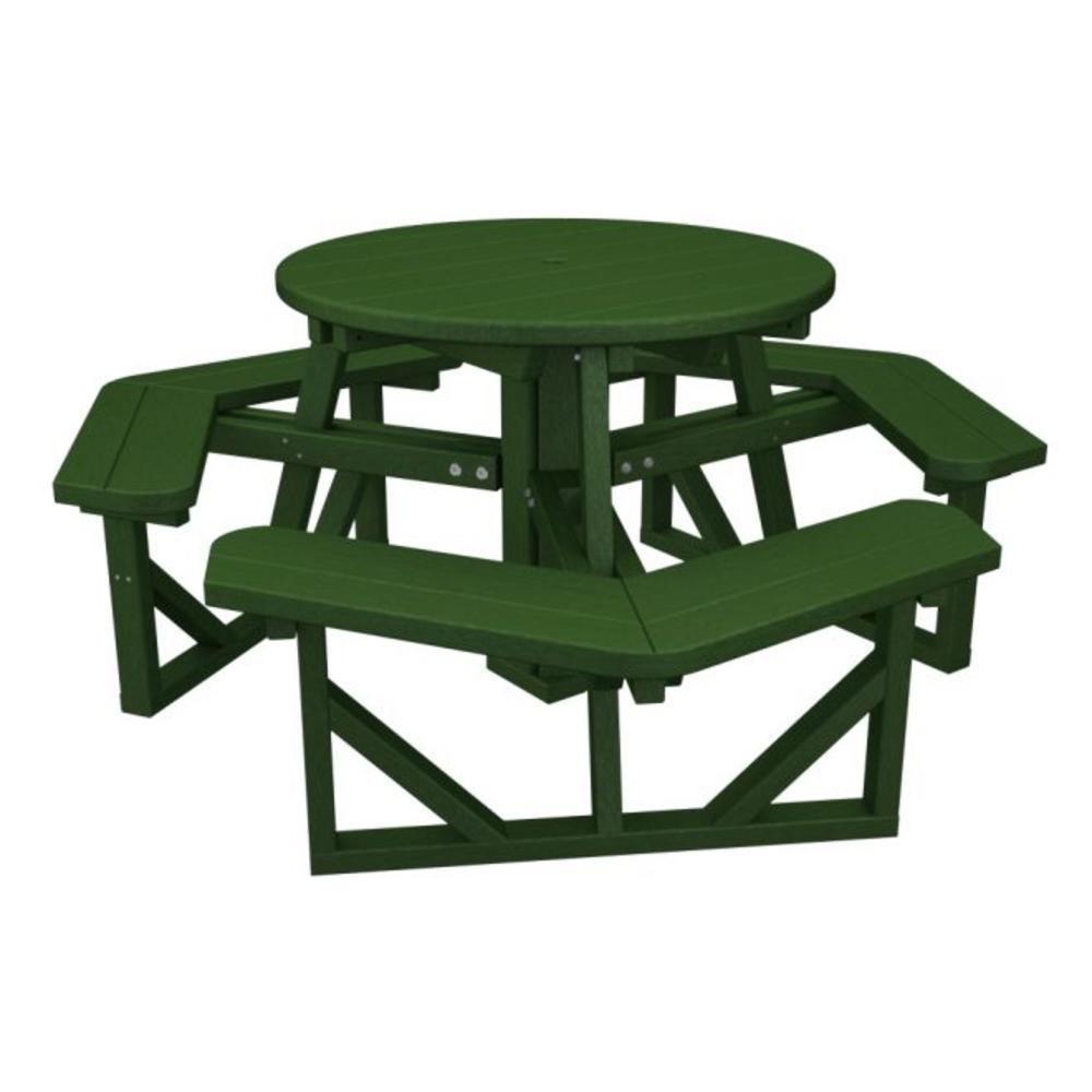Eco-Friendly Furnishings  73" Recycled Earth-Friendly Outdoor Round Picnic Table w/ Benches - White