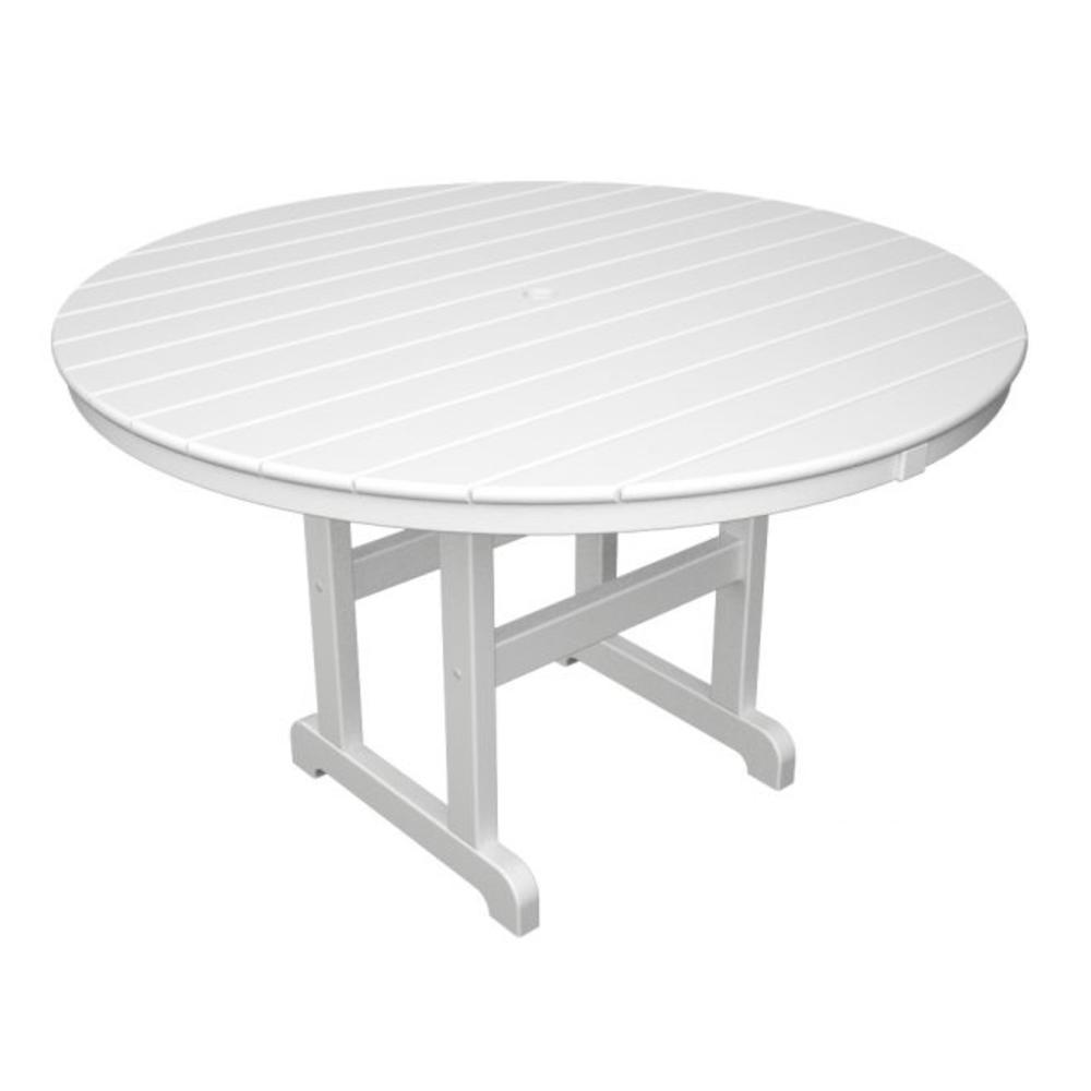 Eco-Friendly Furnishings Recycled Earth-Friendly Outdoor Patio Round Dining Table - White