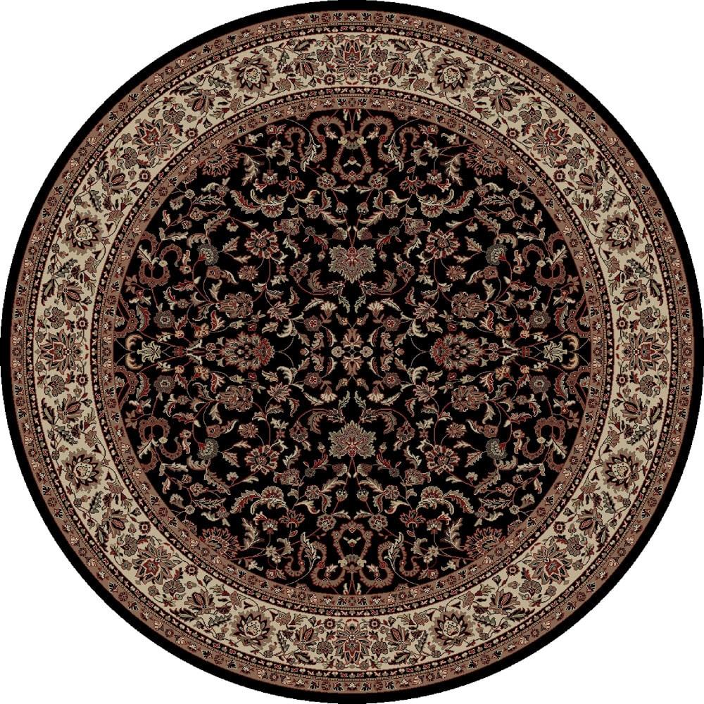 Concord Global Imports Kashan Black 5'3" Round Round Woven Rug