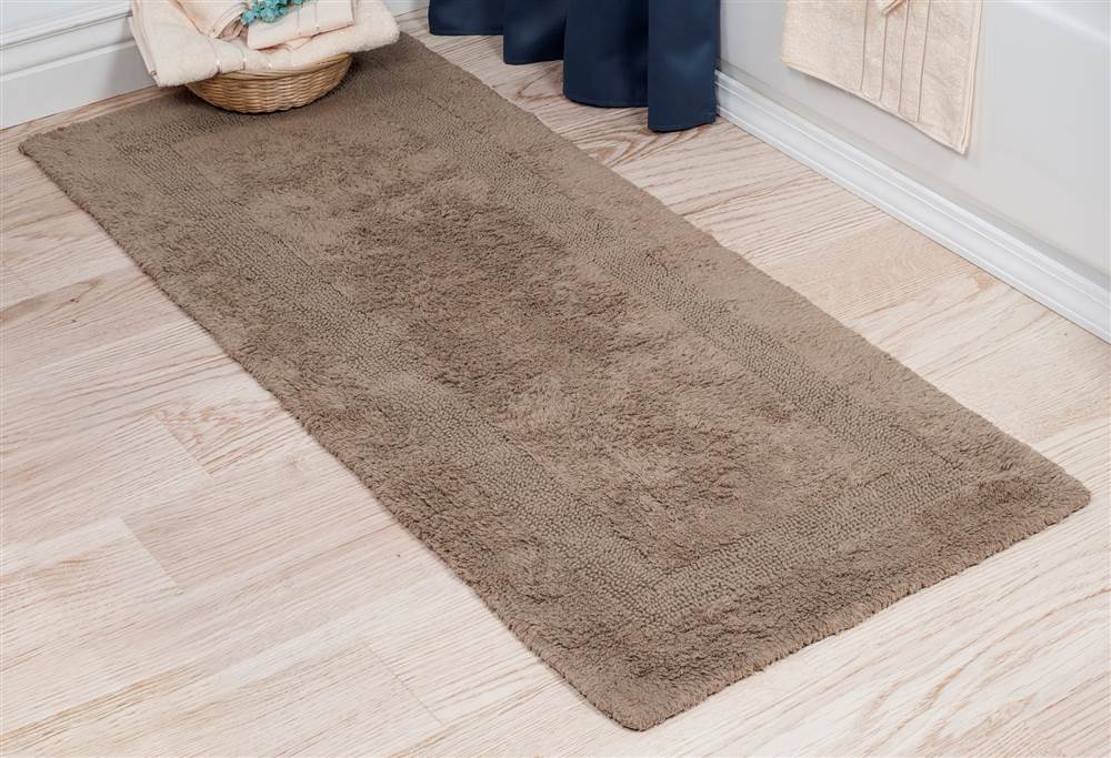 Lavish Home Taupe 2 ft. x 5 ft. Cotton Reversible Extra Long Bath Rug Runner