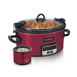 crock-pot 6-quart cook and carry slow cooker with little dipper warmer (red)