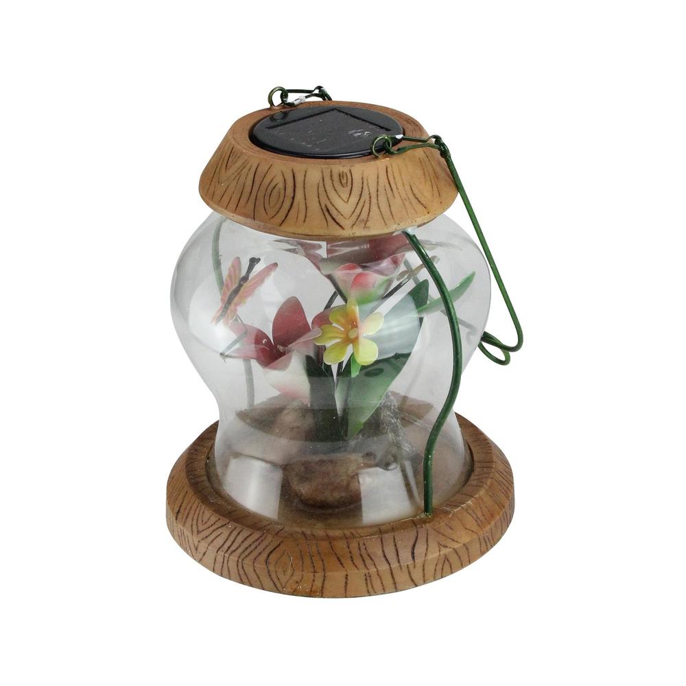 CC Outdoor Living Northlight 7-in LED Lighted Solar Powered Outdoor Garden Lantern with Flowers