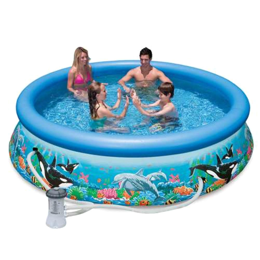 Intex 10' x 30" Ocean Reef Above-Ground Round Swimming Pool with Filtration Pump