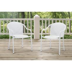 Crosley Furniture Palm Harbor 2Pc Outdoor Wicker Stackable Chair Set White - 2 Stackable Chairs