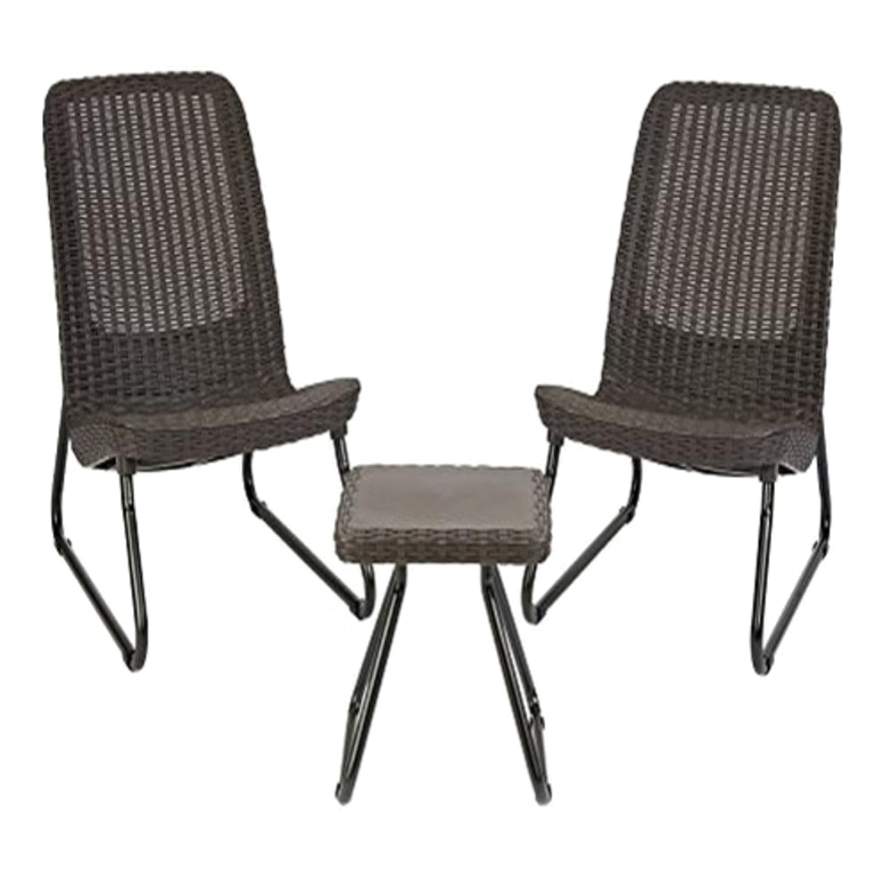 Keter Rio 3pc. Patio Conversation Chair and Table Set - Brown