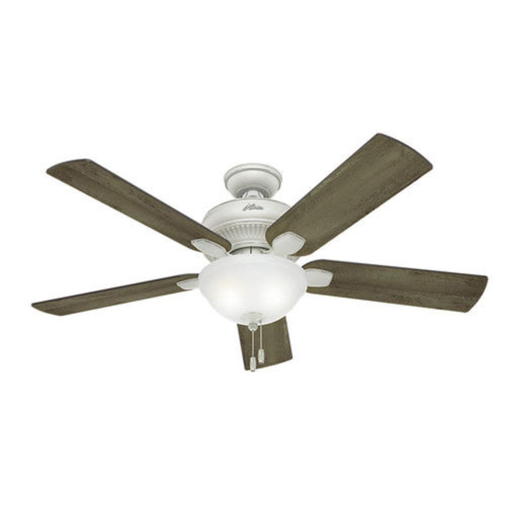 Hunter 54091 Matheston 52" 5-Blade Ceiling Fan with 2 Lights - White and Gray Pine